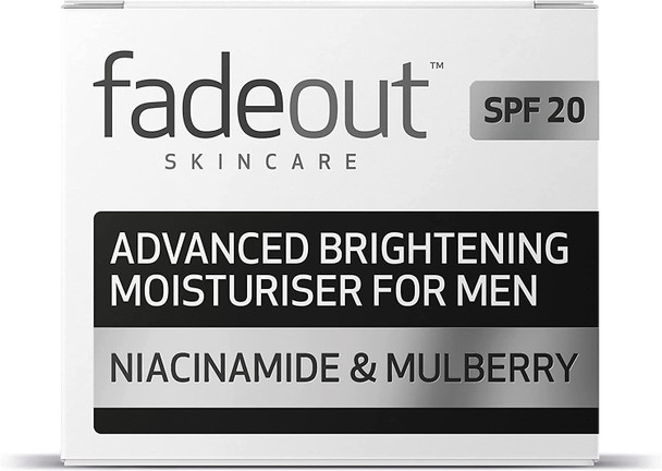 Fade Out Advanced Brightening Moisturiser for Men Exfoliating Daily Moisturiser with SPF20 with Niacinamide & Mulberry 50ml