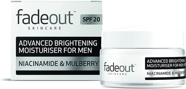 Fade Out Advanced Brightening Moisturiser for Men Exfoliating Daily Moisturiser with SPF20 with Niacinamide & Mulberry 2 x 50ml