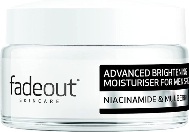 Fade Out Advanced Brightening Moisturiser for Men Exfoliating Daily Moisturiser with SPF20 with Niacinamide & Mulberry 2 x 50ml