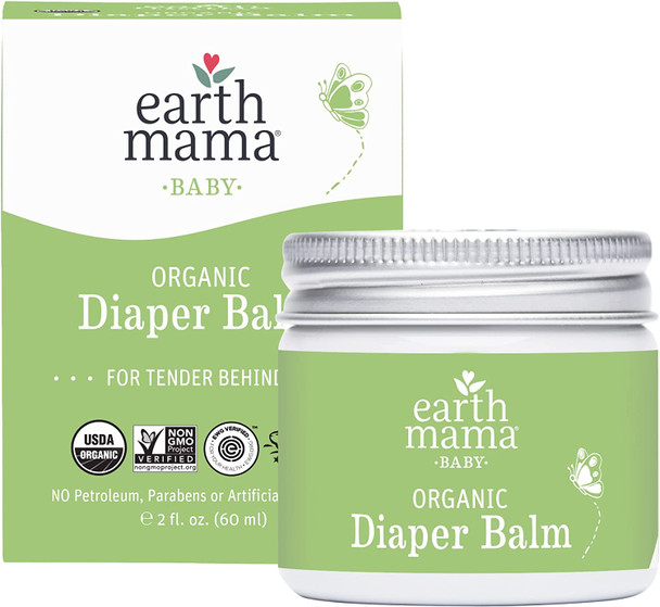 Earth Mama Organic Diaper Balm Multipurpose Baby Ointment | EWG Verified, Petroleum & Fragrance Free with Calendula for Sensitive Skin, 2-Fluid Ounce