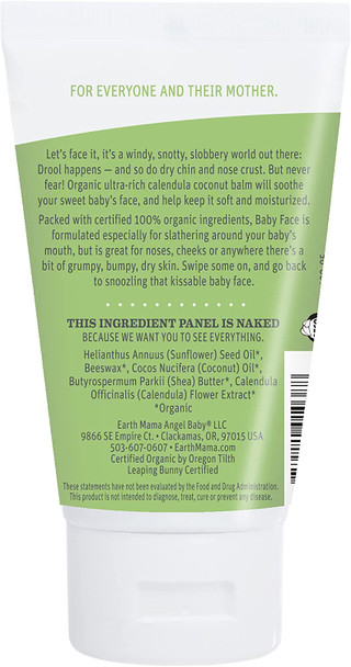 Organic Baby Face Nose & Cheek Balm for Dry Skin by Earth Mama | Natural Petroleum Jelly Alternative, 2-Fluid Ounce