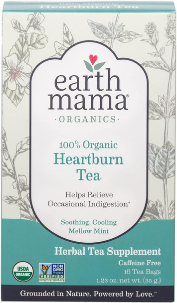 Organic Heartburn Tea for Occasional Pregnancy Heartburn, 16 Teabags/Box (Pack of 3)