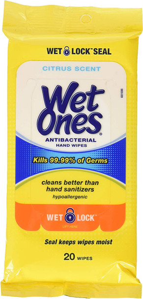 Wet Ones Tropical Splash Antibacterial Hand Wipes, 20 Count