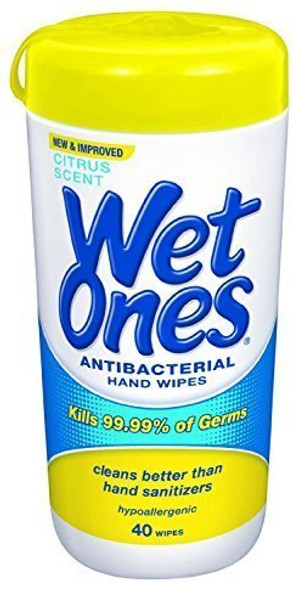 Wet Ones Citrus Antibacterial Hand and Face Wipes Canister, 40 Count (Pack of 2) Wet Ones Citrus Antibacterial Hand and Face Wipes Canister, 40 Count (Pack of 2)