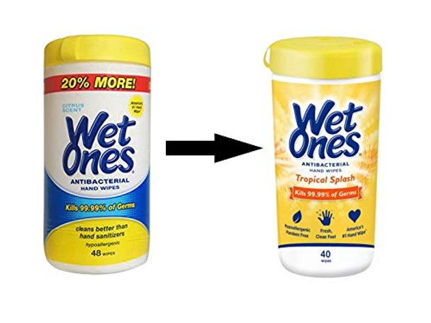 Wet Ones Antibacterial Hands Wipes, Citrus, 40 Count (Pack of 4)