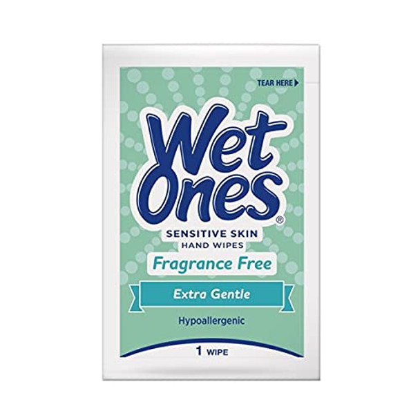 WET ONES Sensitive Skin Hand Wipes, Singles Extra Gentle Fragrance & Alcohol Free 24 ea ( Pack of 3)