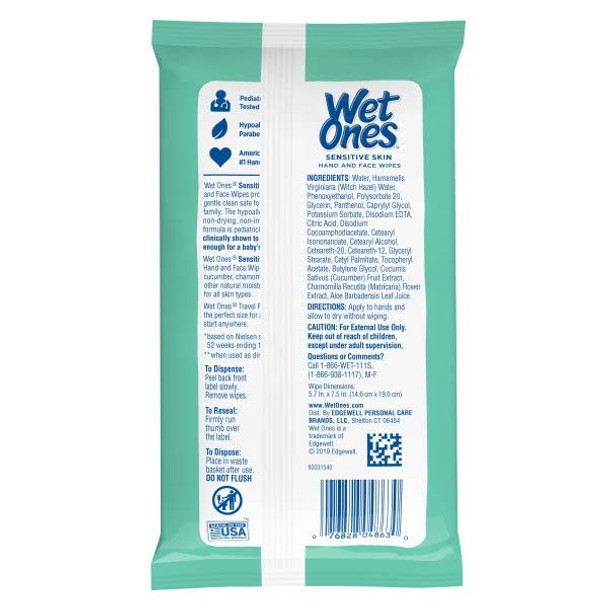 Wet Ones Anti-Bacterial Hand Wipes 20 Count (10 Pieces) Extra-Gentle
