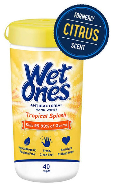Wet Ones Antibacterial Hands Wipes, Tropical Splash 40 Count (Pack of 8)