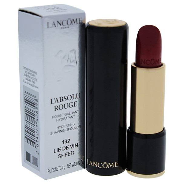 Lancome L'Absolu Rouge Hydrating Shaping Lip Color For Women, No.192 Lie De Vin Sheer, 0.12 Ounce