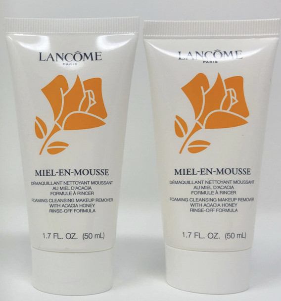 Lanc0me Miel-en-Mousse Foaming Cleansing Makeup Remover 1.7 oz/50 ml x2 (100ml total)