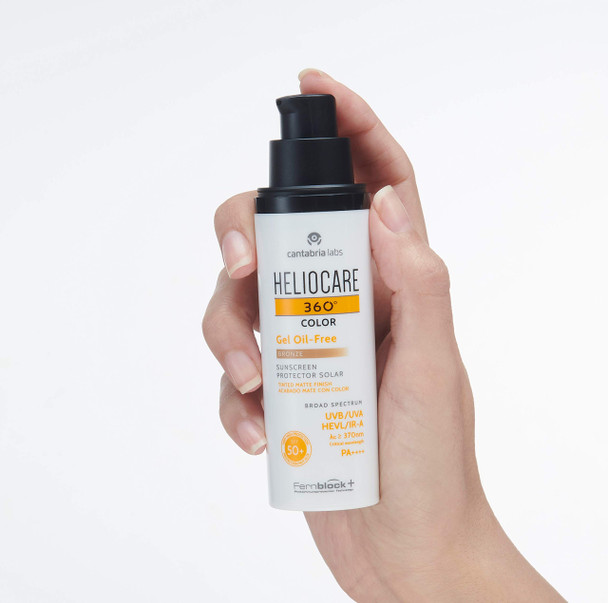 Heliocare 360 Colour Gel Oil-Free Bronze Spf50+ 50Ml / Sunscreen For Face/Daily Uva Uvb Visible Light Infrared-A Anti-Ageing Sun Protection/Matte Foundation Coverage