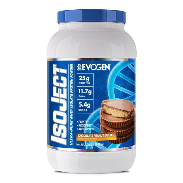 Evogen Isoject  Premium Whey Isolate Loaded with BCAA EAA Ignitor Enzymes Recovery, Shakes, Smoothies Chocolate Peanut Butter 25 Servings