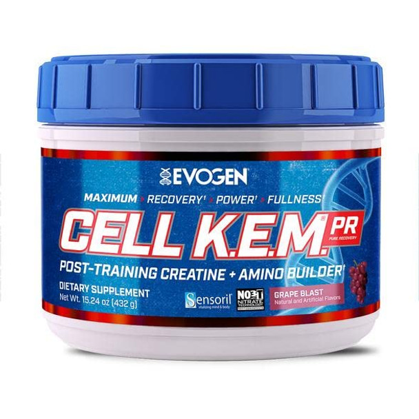 Evogen CellKEM PR | Post Workout, Essential Amino Acids, Creatine Nitrate, Sensoril Ashwagandha, Recovery | Grape Blast