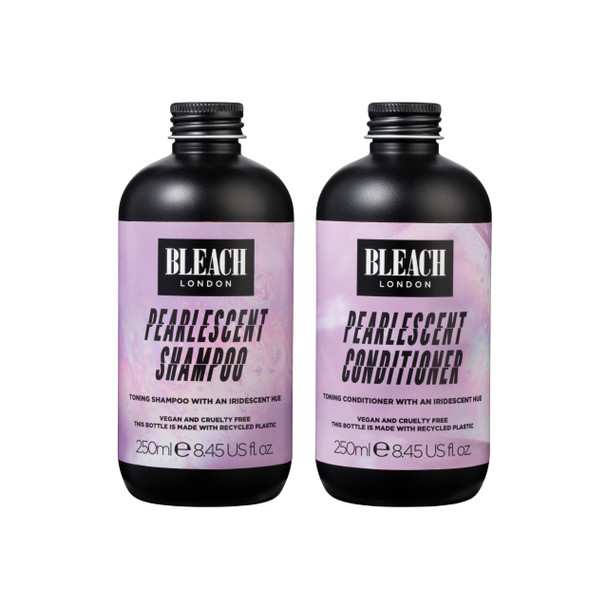 (Pack of 2) Bleach London Pearlescent Shampoo x 250ml & Pearlescent Conditioner x 250ml Nourishing, Moisturising & soft pearly sheen