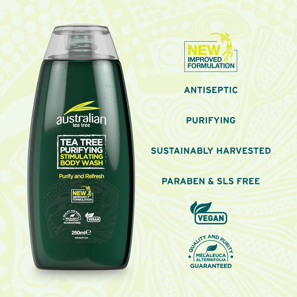 Australian Tea Tree, Tea Tree Body Wash, Purifying , Natural , Vegan , Cruelty Free , Paraben & SLS Free , Stimulating , 250ml