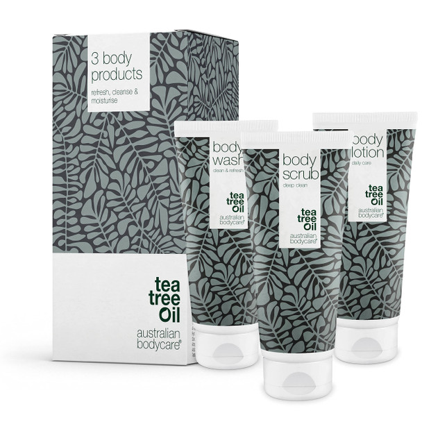 3 products for spots, acne and blackheads on the back and bottom from Australian Bodycare |Tea Tree Oil specially suited to prevent skin problems on your back and bottom