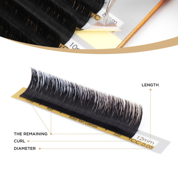 LASHVIEW Easy Fan Volume Lashes,Volume Lash Extensions,Easy Fan Lashes,Silk Individual Semi-permanent Handmade Soft Auto-Fan Eyelashes For Professional Salon Use (0.07-C, 8-15mm Mixed)