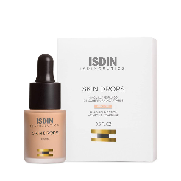 Isdinceutics Skin Drops Fluid Foundation (Bronze) | Adaptive Coverage Makeup (15 ml)