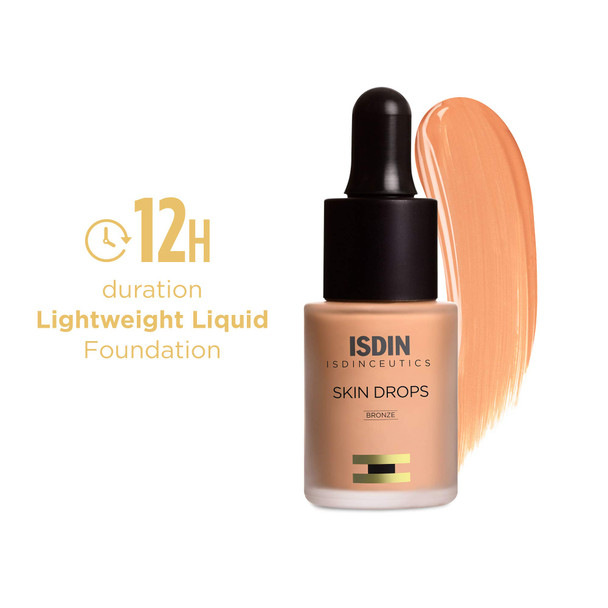 Isdinceutics Skin Drops Fluid Foundation (Bronze) | Adaptive Coverage Makeup (15 ml)
