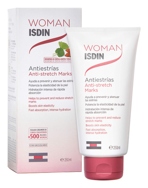 ISDIN WOMAN Anti-stretch marks cream (250ml) | Recommended to help prevent and diminish stretch marks