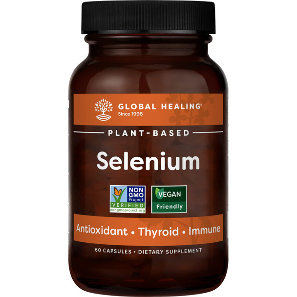 Global Healing Selenium and Zinc Kit - Organic Liquid Supplement Drops for Skin Health, Normal Cell Growth & Vegan Antioxidants to Support Thyroid and Immune System Booster - 2 Fl Oz, 60 Capsules