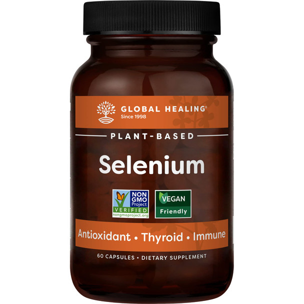 Global Healing Selenium 200mcg 2-Pack, Pure Selenium Supplement with Organic Ingredients, Antioxidants for Thyroid Support and Immune Health for Men & Women - More Than Selenium 100 mcg (60 Capsules)