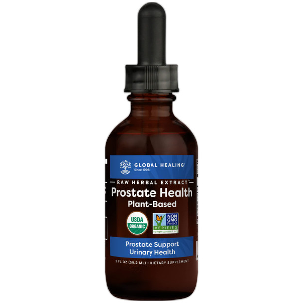 Global Healing USDA Organic Prostate Health Supplements with Saw Palmetto for Men - Potent DHT Blocker Supports Urinary Bladder Control, Frequent Urination Relief Reduces Bathroom Trips - 2 Fl Oz