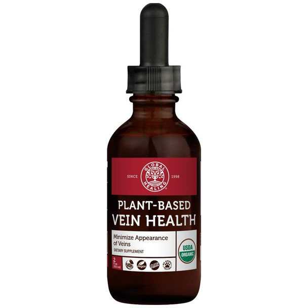 Global Healing Plant-Based Vein Health & Iron Health Kit - Liquid Drops for Blood Flow & Vein Circulation and Vegan Supplement for Blood Support, Natural Energy & Brain Health - 2 Fl Oz & 60 Capsules