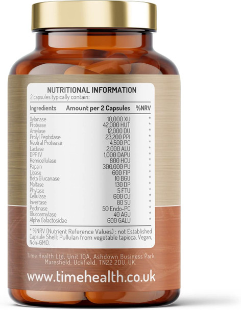 Digestive Enzymes – Comprehensive Food Intolerance Complex – Targets Multiple Intolerances Including Gluten, Lactose & Casein – 120 Capsules – Uk Made – Zero Additives (120 Count (Pack Of 1))