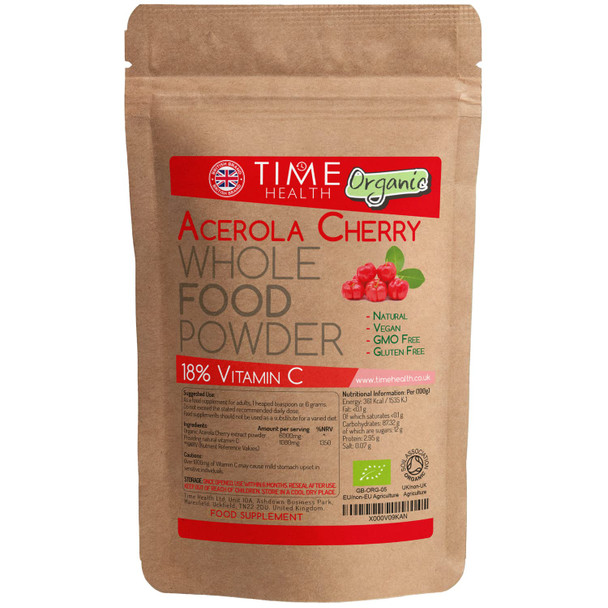 Acerola Cherry Powder - Natural & Wholefood VIT C - Soil Association Approved Organic Extract Powder - 125g 250g 500g 1kg (250g Powder Pouch)