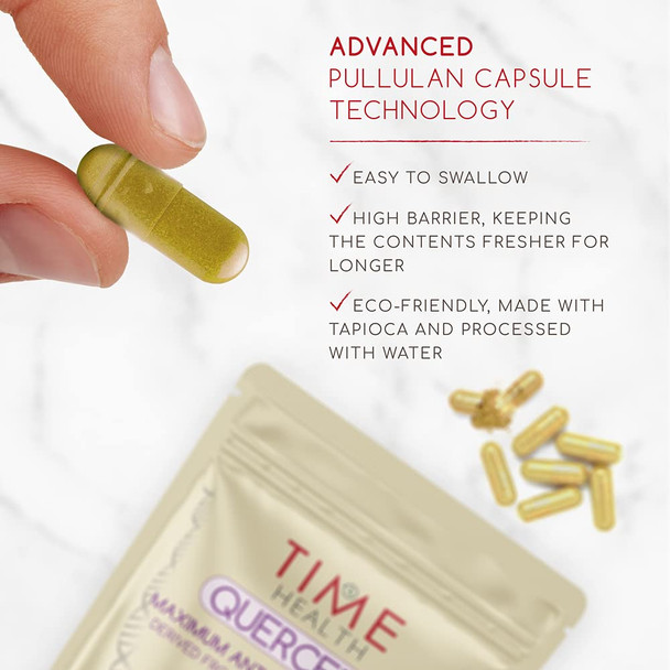 Quercetin Capsules - Naturally Derived - Maximum Antioxidant Action - UK Made - Free from Synthetic Additives - Vegan - Pullulan (120 Capsule Pouch)