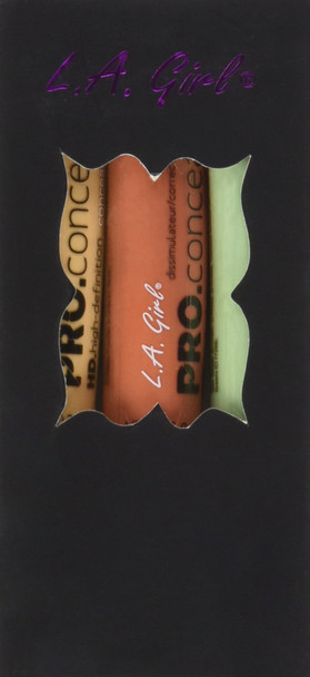 3 Pcs L.A. Girl Pro Conceal HD High Definition Concealer & Corrector Orange 990 Yellow 991 Green 9920.25 Oz. by L.A. Girl