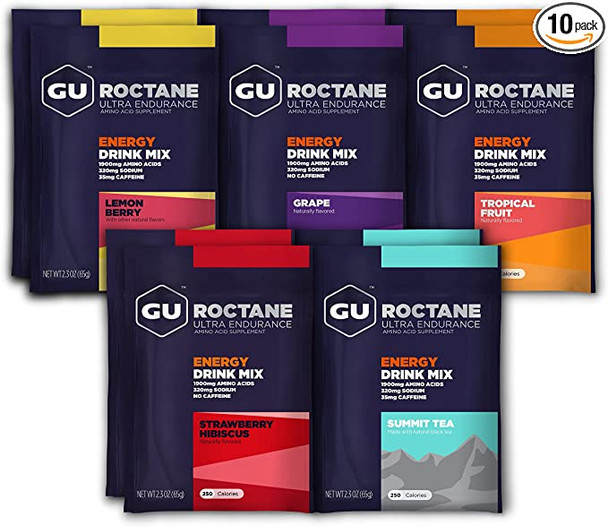 Gu Energy Roctane Ultra Endurance Energy Drink Mix, Assorted Flavors, 10 Single Serve Travel Size Packets