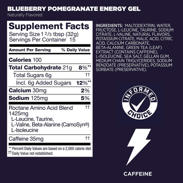 GU Energy Roctane Ultra Endurance Energy Gel, 15-Serving Pouch, Blueberry Pomegranate