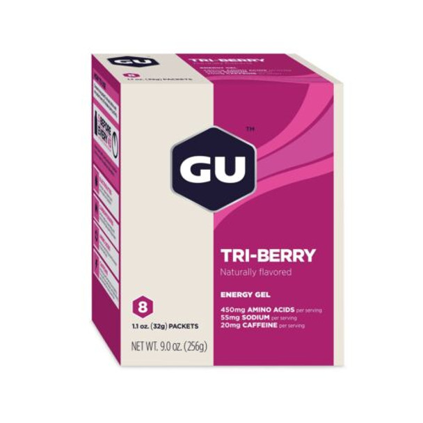 GU Energy Original Sports Nutrition Energy Gel, 8-Count, Tri-Berry