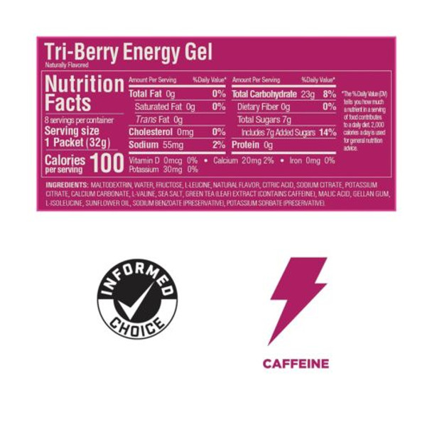 GU Energy Original Sports Nutrition Energy Gel, 8-Count, Tri-Berry