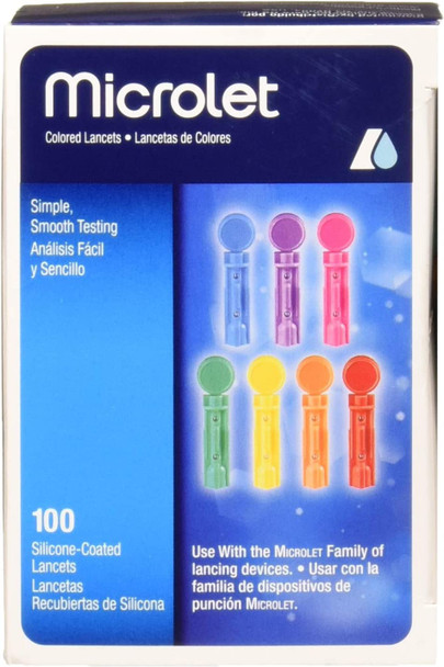 Bayer Microlet Colored Lancets 100 Count,Pack of 3