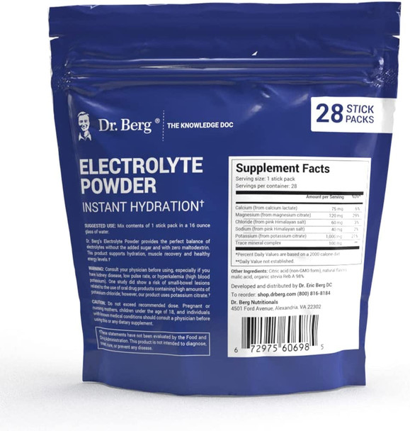 Dr. Berg's Electrolytes Powder Packets - Travel Size Electrolyte Packets Drink Mix - Boost Energy & Keto-Friendly - Hydration Powder Packets No Sugar & No Maltodextrin - 7 Flavors 28 Stick Pack