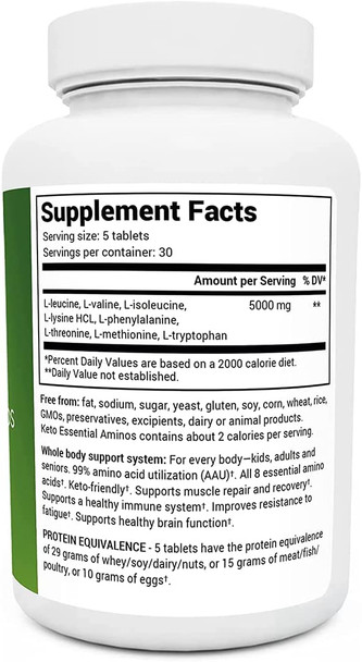 Dr. Berg's Keto Essential Aminos - Contains 8 Essentials Amino Acids -Keto Friendly & Rich in Protein Vegan Tablets - Workout & Muscle Recovery Energy Supplements - Support Healthy Hormones -150 Tabs