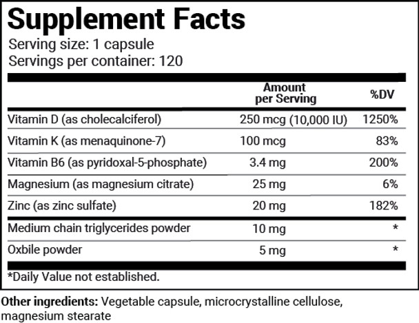 Dr. Bergs Vitamin D3 and K2 10,000 iu 120 Capsules