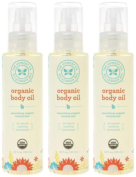 Honest Organic Body Oil, 4 Ounce (3 Bottles)
