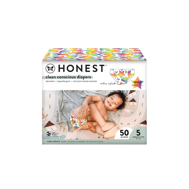 HONEST Club Box Clean Conscious Diapers Pride, Love for All, Size 5, 50ct