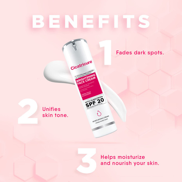 Cicatricure Brightening Facial Moisturizer, 3-in-1 Face Cream with Anti-Wrinkle Q Acetyl 10 & Nutri-Aclarant, SPF 20, Brighten & Even Skin Tone 1.6 fl oz