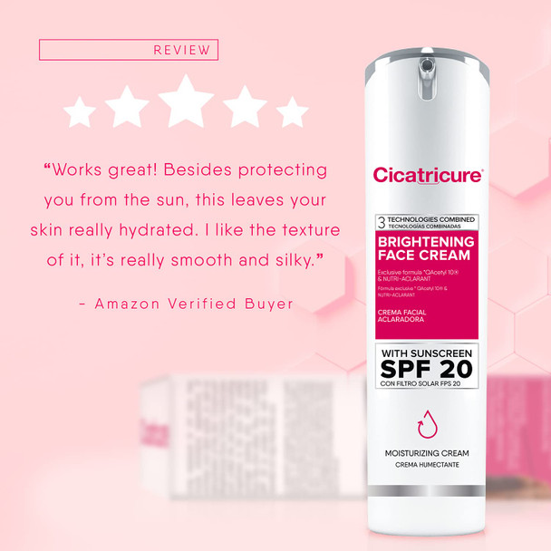 Cicatricure Brightening Facial Moisturizer, 3-in-1 Face Cream with Anti-Wrinkle Q Acetyl 10 & Nutri-Aclarant, SPF 20, Brighten & Even Skin Tone 1.6 fl oz