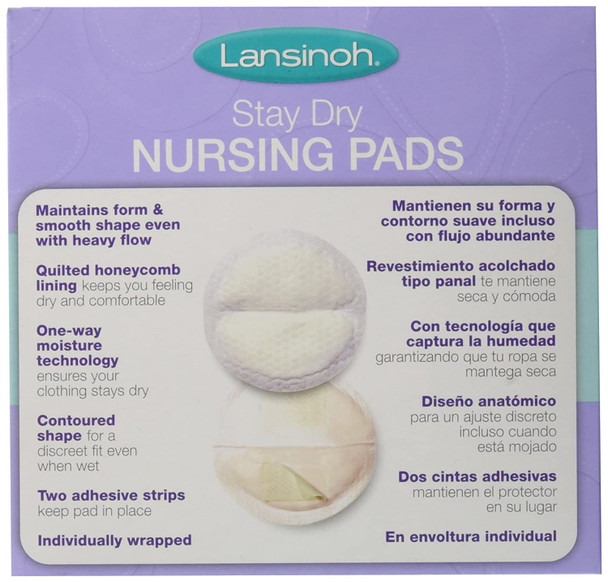 Lansinoh Stay Dry Nursing Pads Medium 36 Each (Pack of 2)