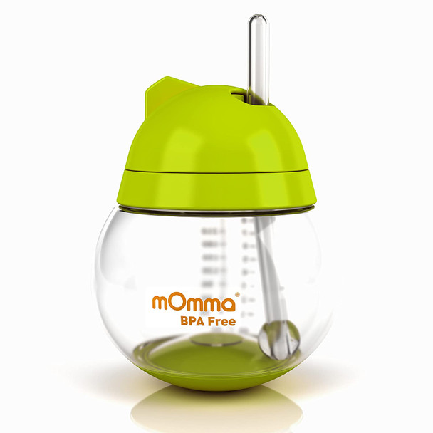 Lansinoh Momma Straw Cup Green, Safe and Hygienic, for 18 Months and Older, Spill Proof Technology, No Hassle Cleaning, BPA Free