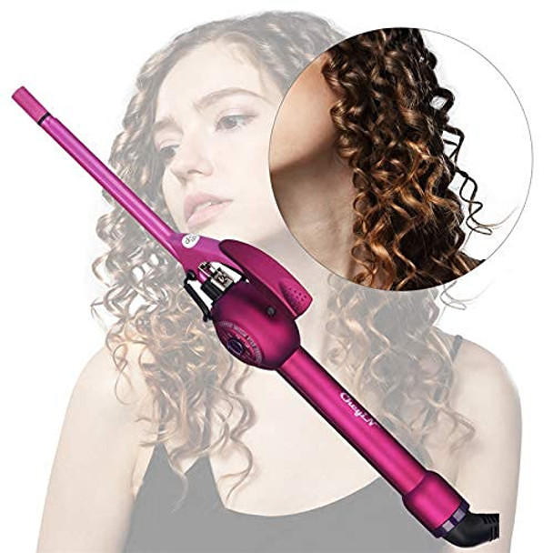 CkeyiN Hair Curler Small Curling Iron 9mm Hair Perm Iron Professional Tourmaline Ceramic Barrel Curling Wand Thin Curler Hair Styling Tools Include Heat Resistant Glove for Men Women