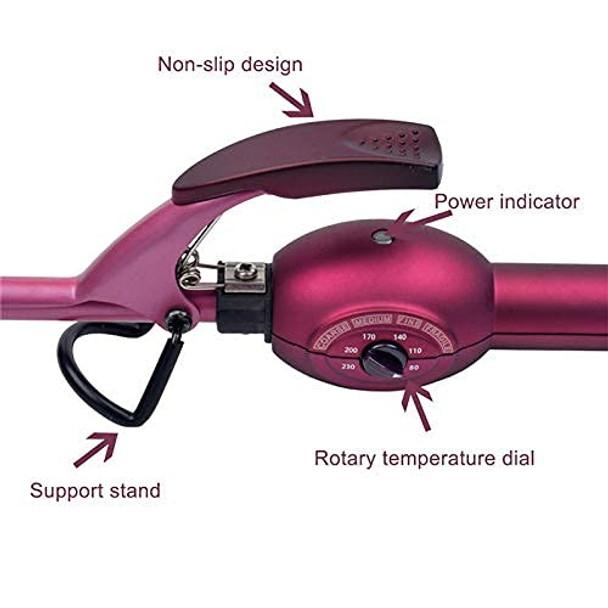 CkeyiN Hair Curler Small Curling Iron 9mm Hair Perm Iron Professional Tourmaline Ceramic Barrel Curling Wand Thin Curler Hair Styling Tools Include Heat Resistant Glove for Men Women