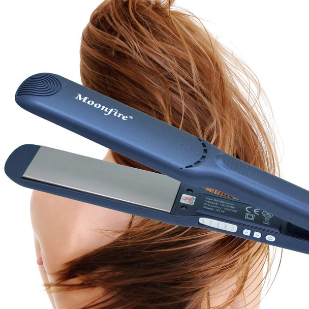 Moonfire Hair Flat Iron, Heats Up Fast , Hair Straightener 1.57 Inch Wide Plate for Thick Hair.