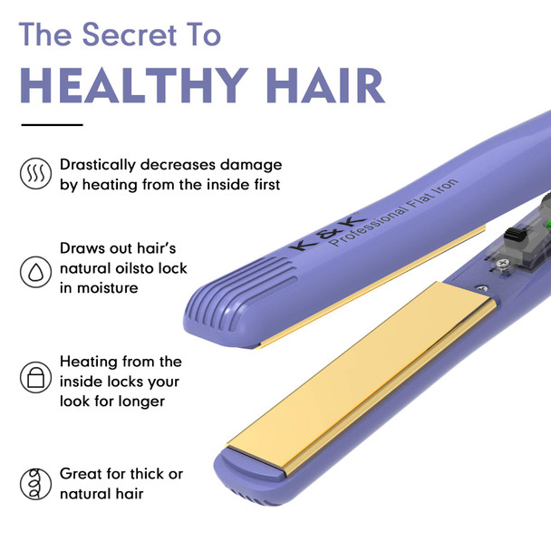 1 Inch Hair Straightener planchas de Cabello Professional Nano Ceramic Titanium Iron 2 in 1 Straightening and Curling 3DFloating Plate All Hair Types Anti frizz 180 to 400 Adjusttable Temp Purple